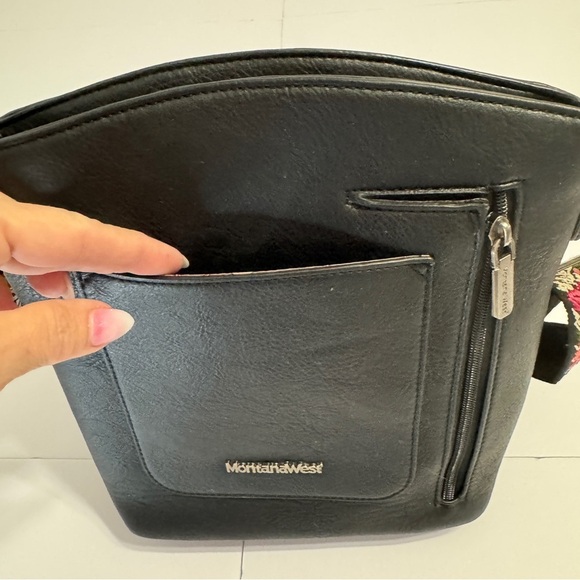 Montana West Black Crossbody Bag w/ Embroidered Strap - Picture 2 of 6